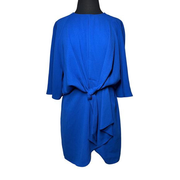Topshop Mini Dress Knot Front Shift Dress Royal Blue Keyhole Sz 8 Party Romantic - Picture 1 of 12